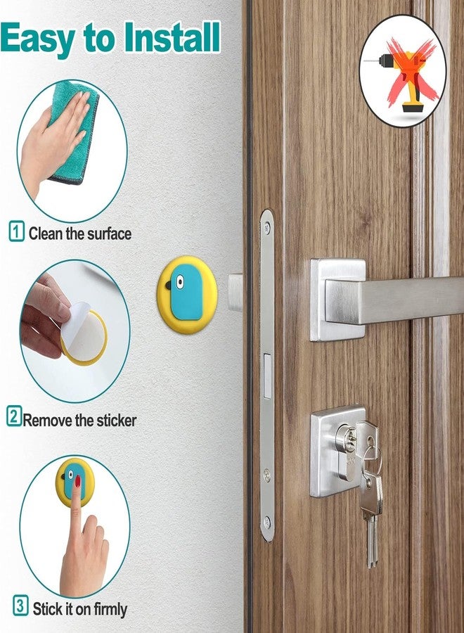 Potency واقي جداري قوي لمنع مقابض الأبواب - واقي جداري متين ذاتي اللصق، ناعم، قابل للغسل للمنزل والمكتب (عشوائي، عبوة من 3 قطع) - Image 5